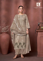Alok Copper Stone Cambric Cotton Foil Printed Dress Material Collection