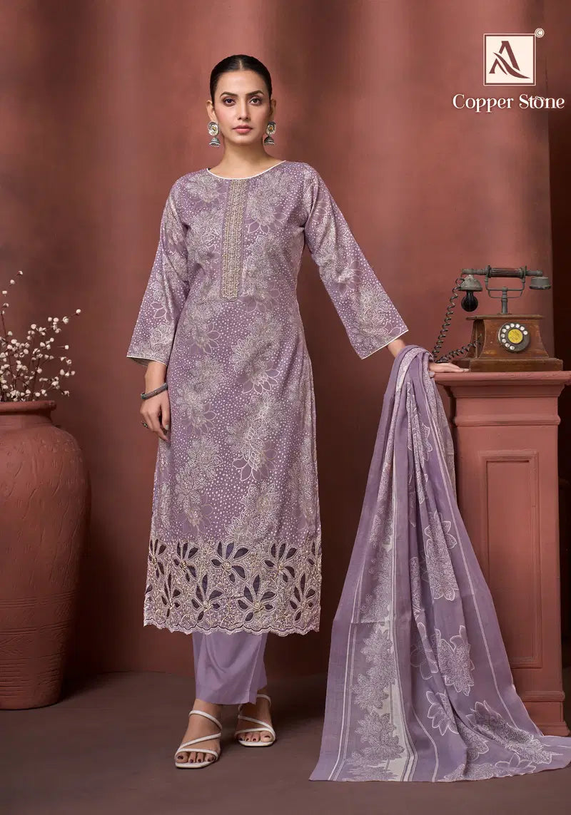 Alok Copper Stone Cambric Cotton Foil Printed Dress Material Collection