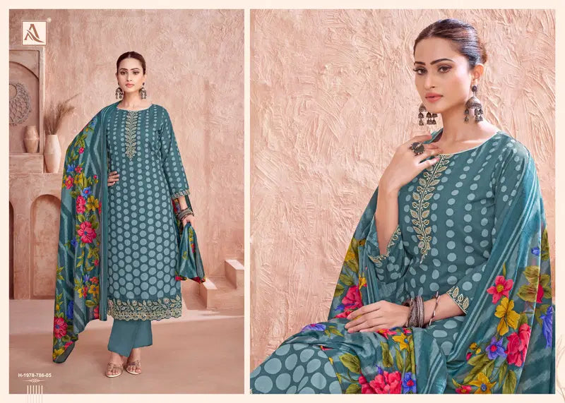Alok Ezra Cambric Printed With Embroidery Work Dress Material Collection