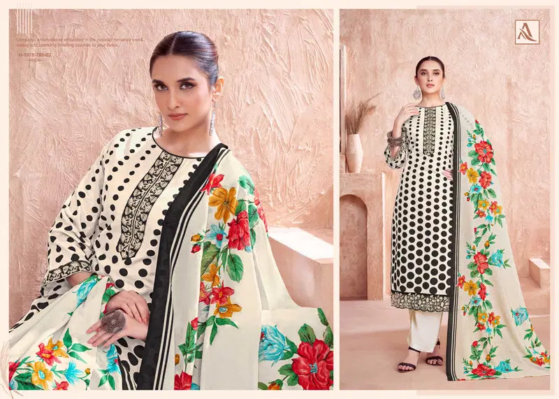 Alok Ezra Cambric Printed With Embroidery Work Dress Material Collection