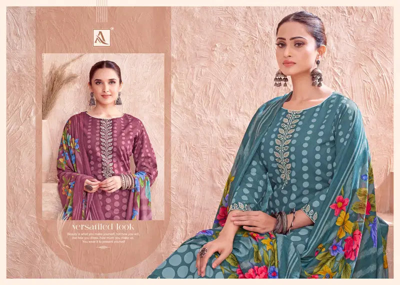 Alok Ezra Cambric Printed With Embroidery Work Dress Material Collection