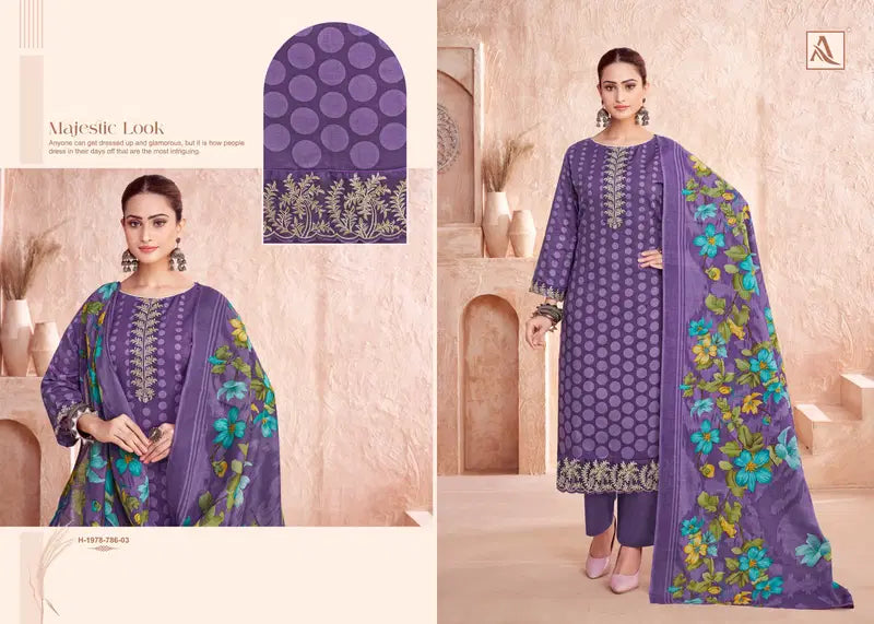 Alok Ezra Cambric Printed With Embroidery Work Dress Material Collection