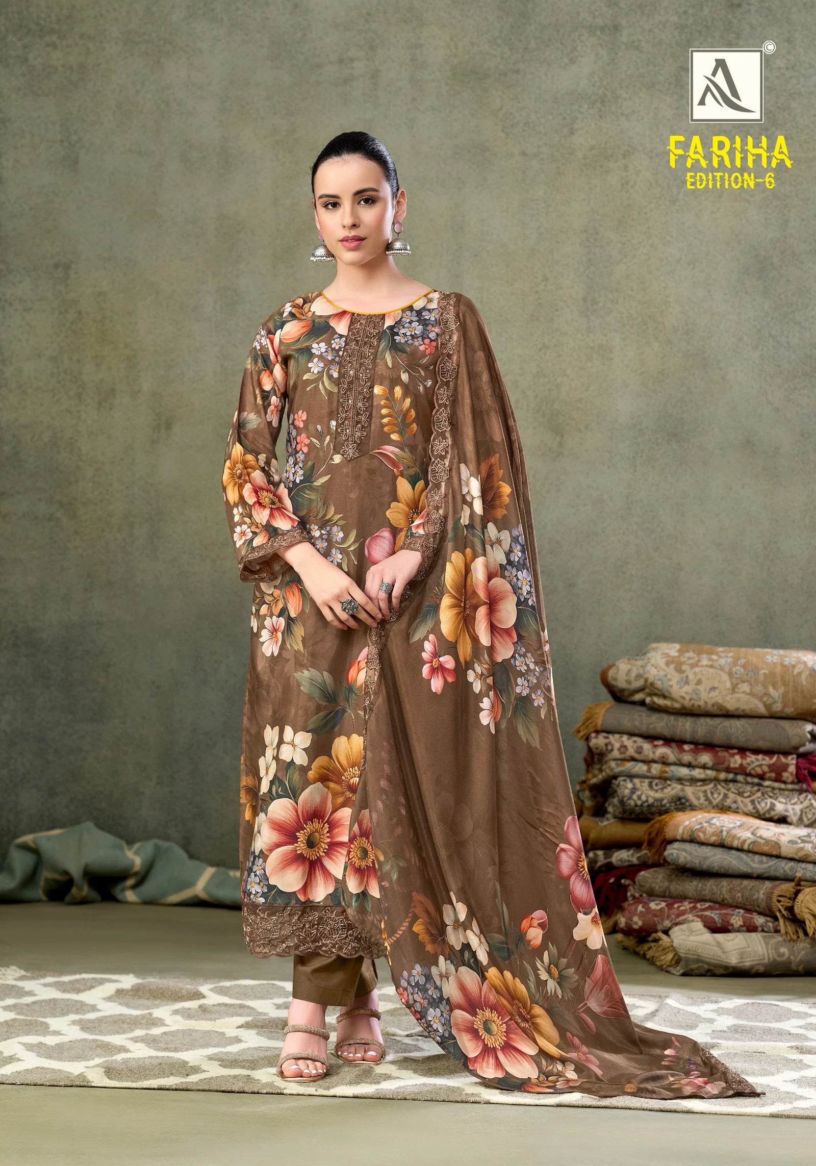 Alok Fariha Vol 6 Muslin Digital Printed Embroidered Dress Material