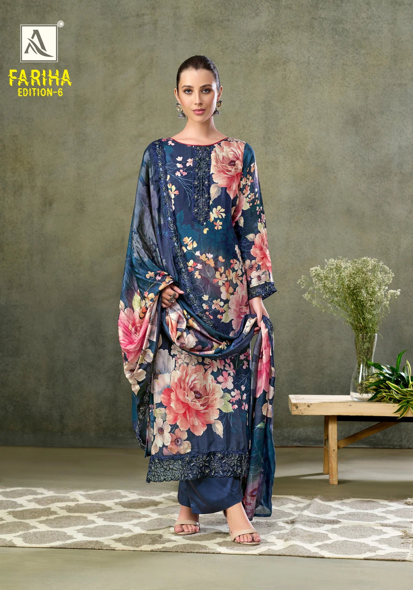 Alok Fariha Vol 6 Muslin Digital Printed Embroidered Dress Material