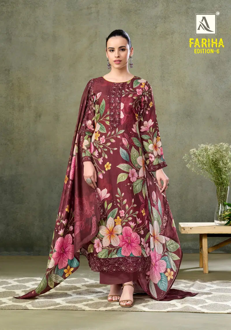 Alok Fariha Vol 6 Muslin Digital Printed Embroidered Dress Material
