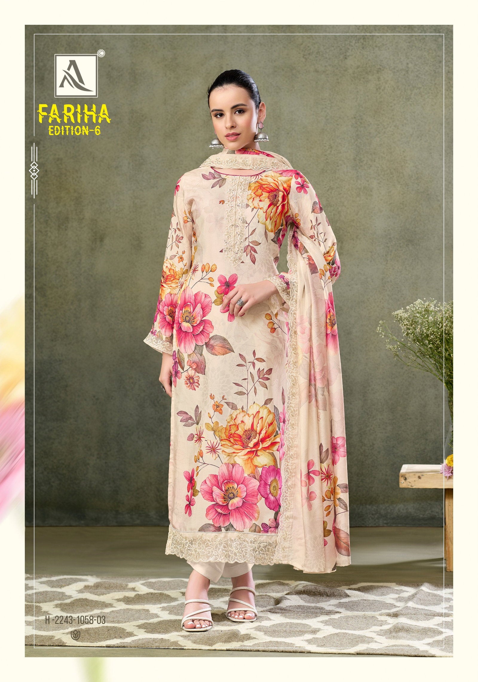 Alok Fariha Vol 6 Muslin Digital Printed Embroidered Dress Material