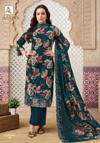 Alok Intisaar Cambric Cotton Digital Printed With Embroidered Dress Material