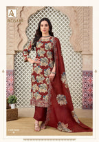 Alok Intisaar Cambric Cotton Digital Printed With Embroidered Dress Material
