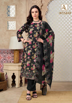 Alok Intisaar Cambric Cotton Digital Printed With Embroidered Dress Material
