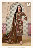 Alok Intisaar Cambric Cotton Digital Printed With Embroidered Dress Material