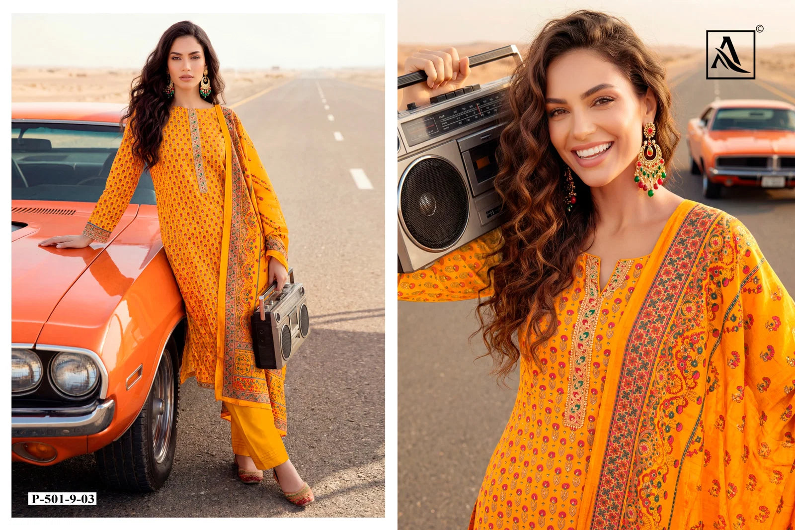 Alok Ivory Zam Discharge Print With Embroidered Dress Material