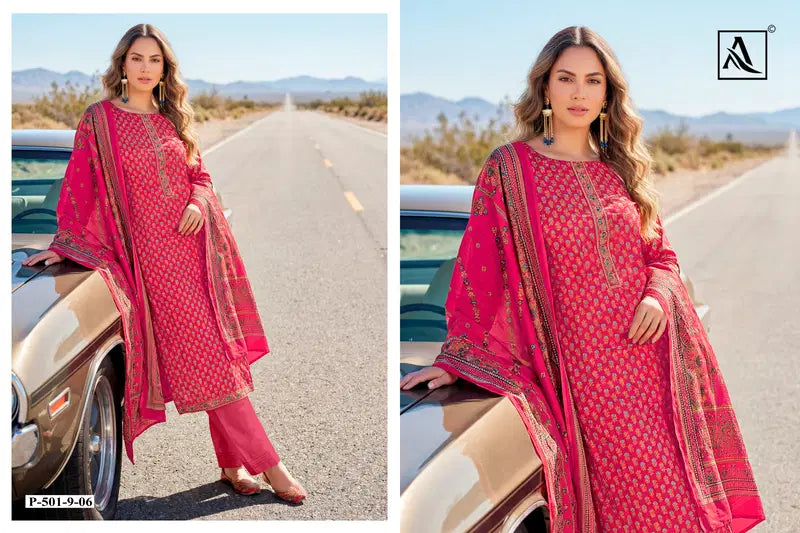 Alok Ivory Zam Discharge Print With Embroidered Dress Material