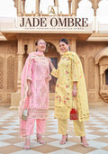 Alok Jade Ombre Cambric Lawn Cotton With Embroidery Dress Material