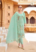 Alok Jade Ombre Cambric Lawn Cotton With Embroidery Dress Material