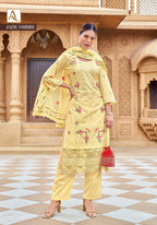 Alok Jade Ombre Cambric Lawn Cotton With Embroidery Dress Material