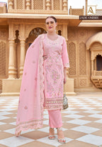 Alok Jade Ombre Cambric Lawn Cotton With Embroidery Dress Material