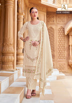 Alok Jade Ombre Cambric Lawn Cotton With Embroidery Dress Material