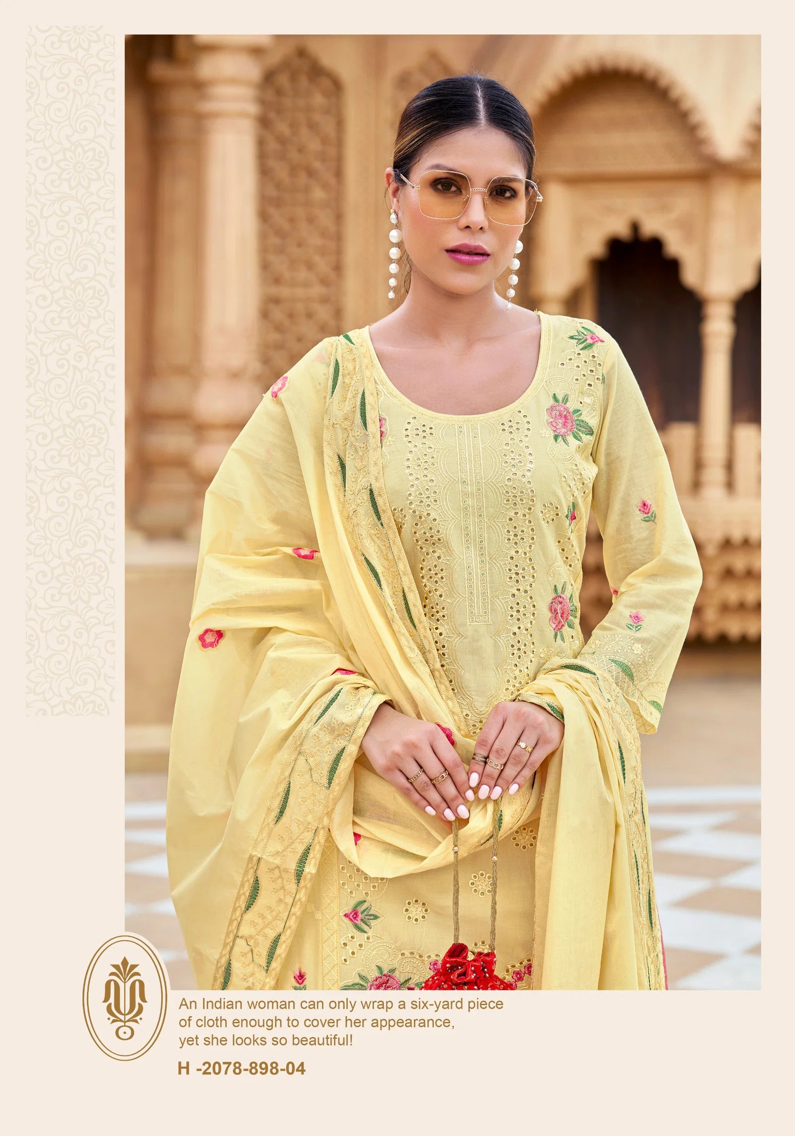 Alok Jade Ombre Cambric Lawn Cotton With Embroidery Dress Material