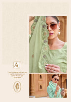 Alok Jade Ombre Cambric Lawn Cotton With Embroidery Dress Material