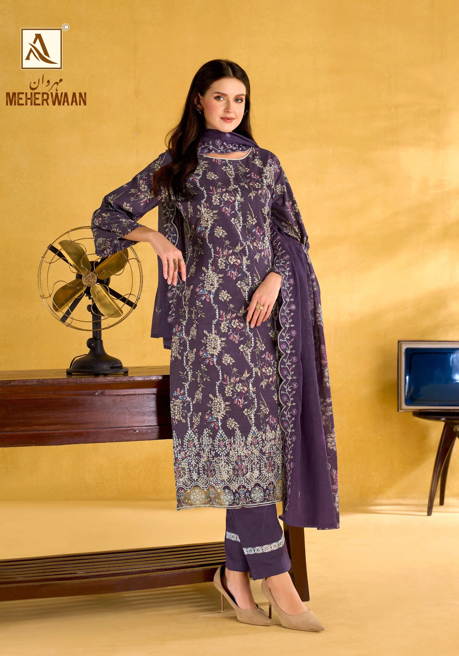 Alok Meherwaan Cambric Cotton Foil Printed Dress Material