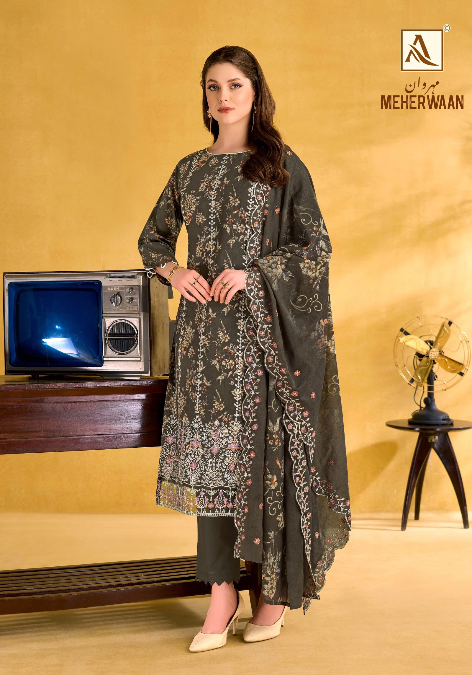 Alok Meherwaan Cambric Cotton Foil Printed Dress Material