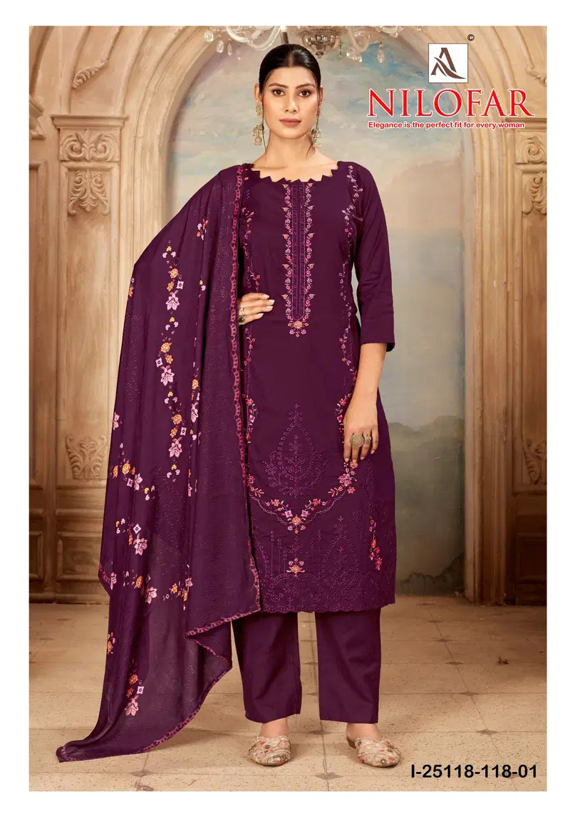 Alok Nilofar Premium Zam Swarovski Diamond Work Dress Material Collection