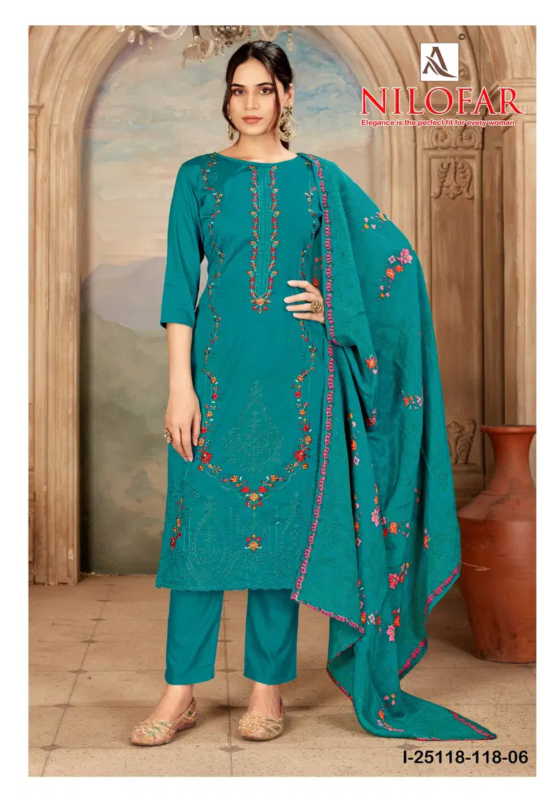 Alok Nilofar Premium Zam Swarovski Diamond Work Dress Material Collection
