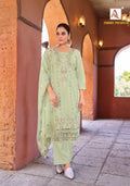 Alok Ombre Premium Cambric Cotton Embroidered Dress Material