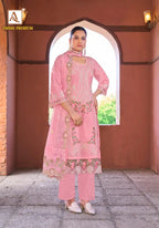 Alok Ombre Premium Cambric Cotton Embroidered Dress Material