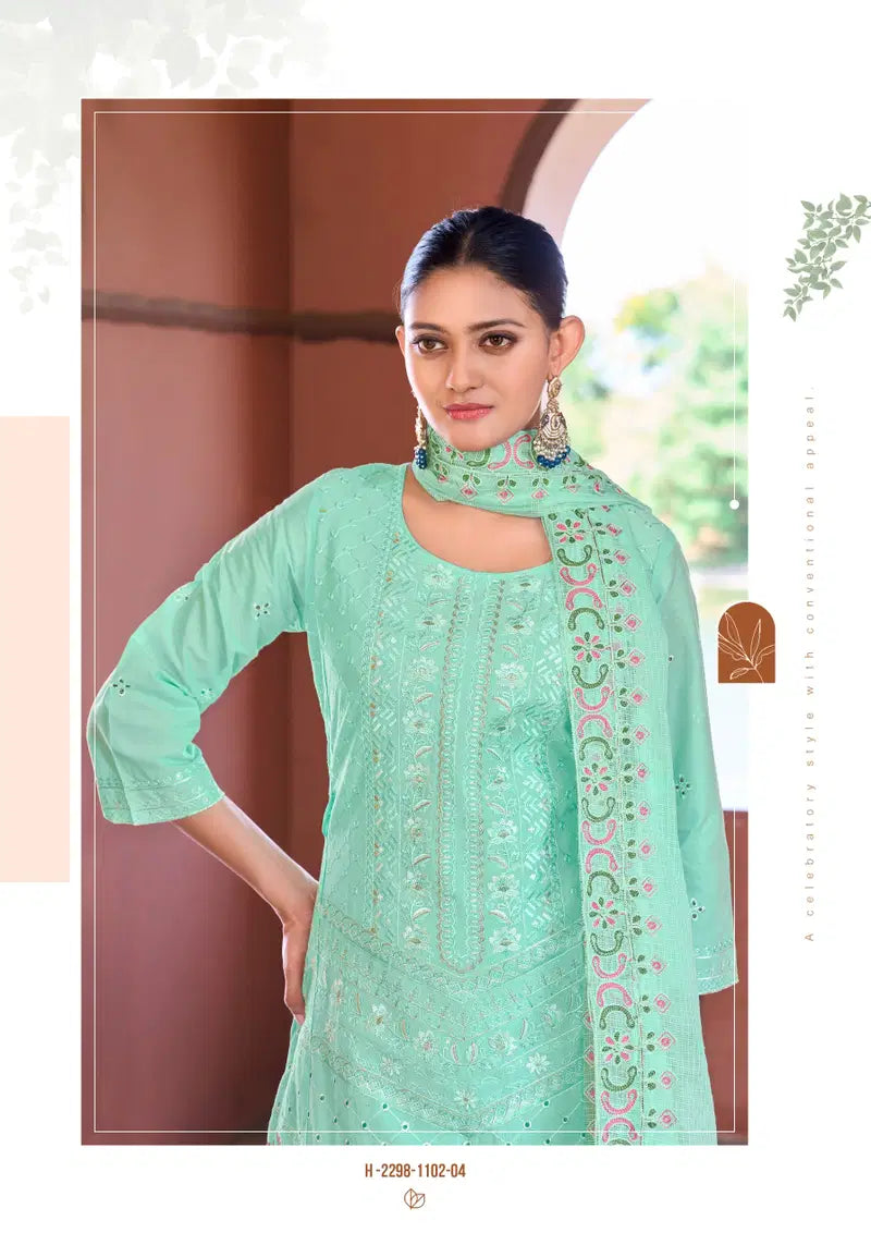 Alok Ombre Premium Cambric Cotton Embroidered Dress Material