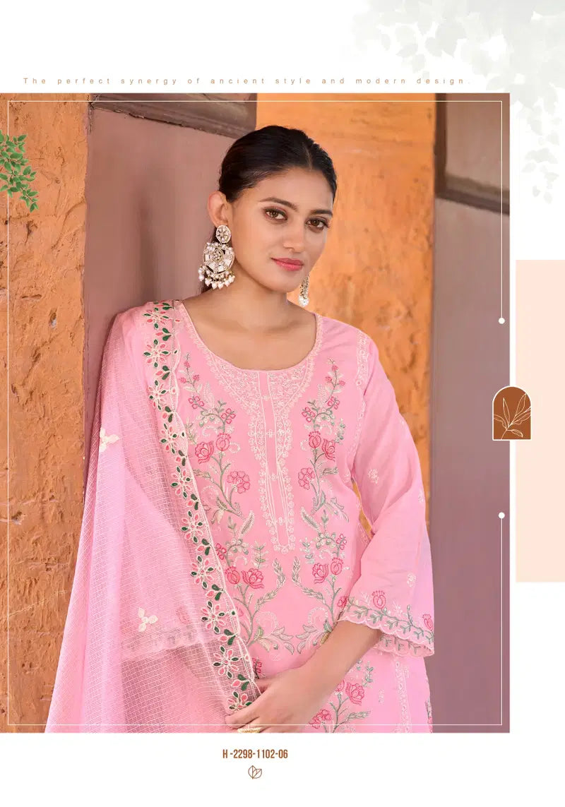 Alok Ombre Premium Cambric Cotton Embroidered Dress Material