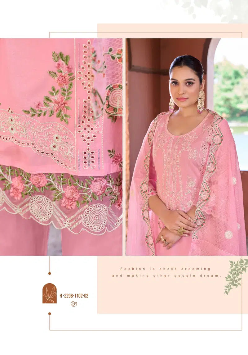 Alok Ombre Premium Cambric Cotton Embroidered Dress Material