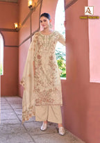 Alok Ombre Premium Cambric Cotton Embroidered Dress Material