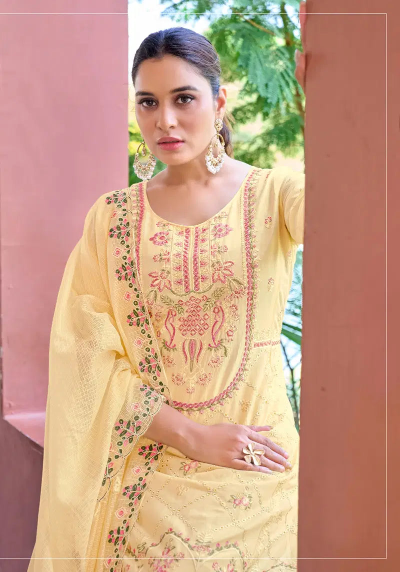 Alok Ombre Premium Cambric Cotton Embroidered Dress Material