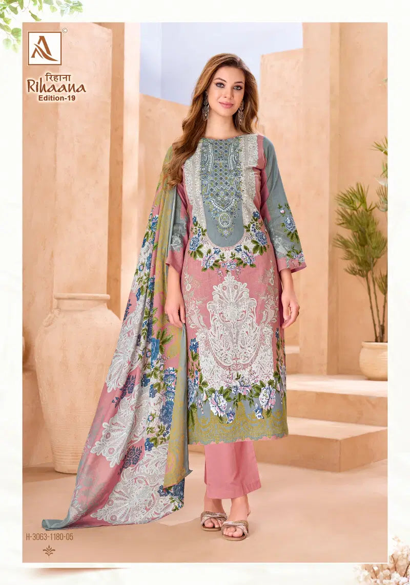 Alok Rihaana Vol 19 Cambric Cotton Embroidered Dress Material