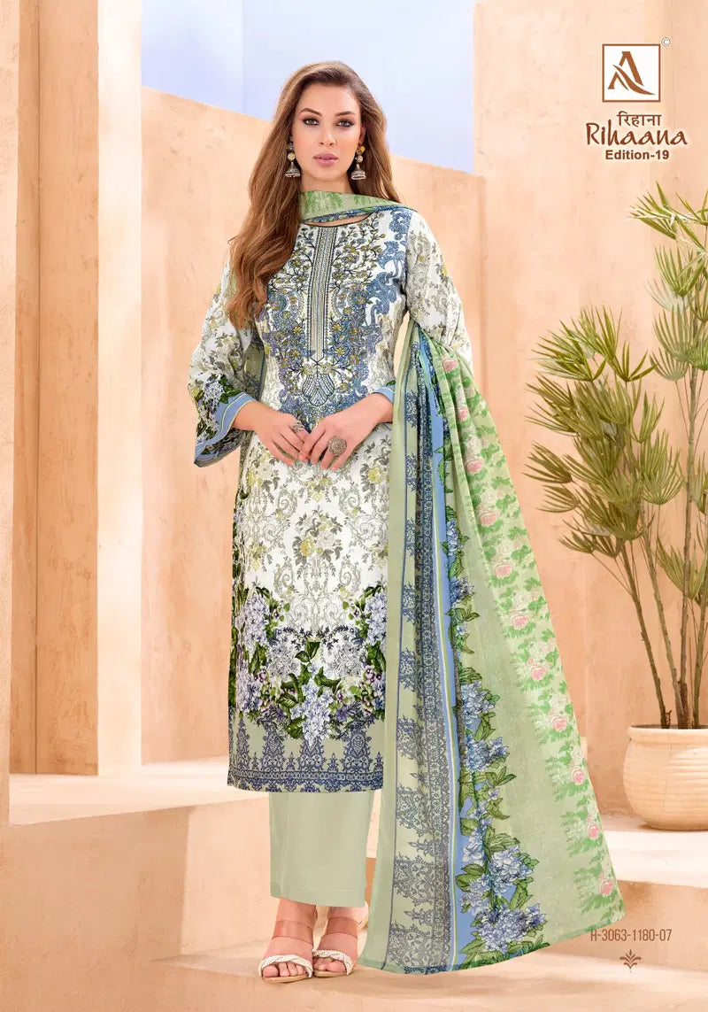 Alok Rihaana Vol 19 Cambric Cotton Embroidered Dress Material