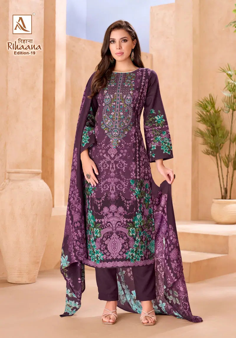 Alok Rihaana Vol 19 Cambric Cotton Embroidered Dress Material