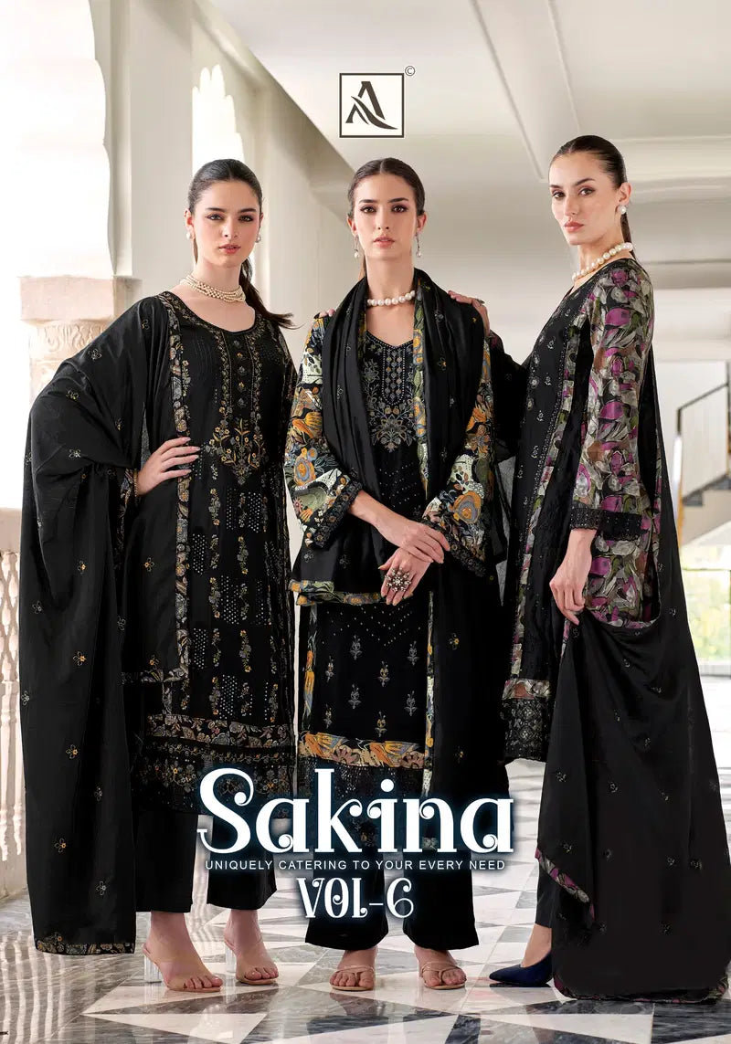Alok Sakina Vol 6 Viscose Rayon With Embroidery Work Dress Material