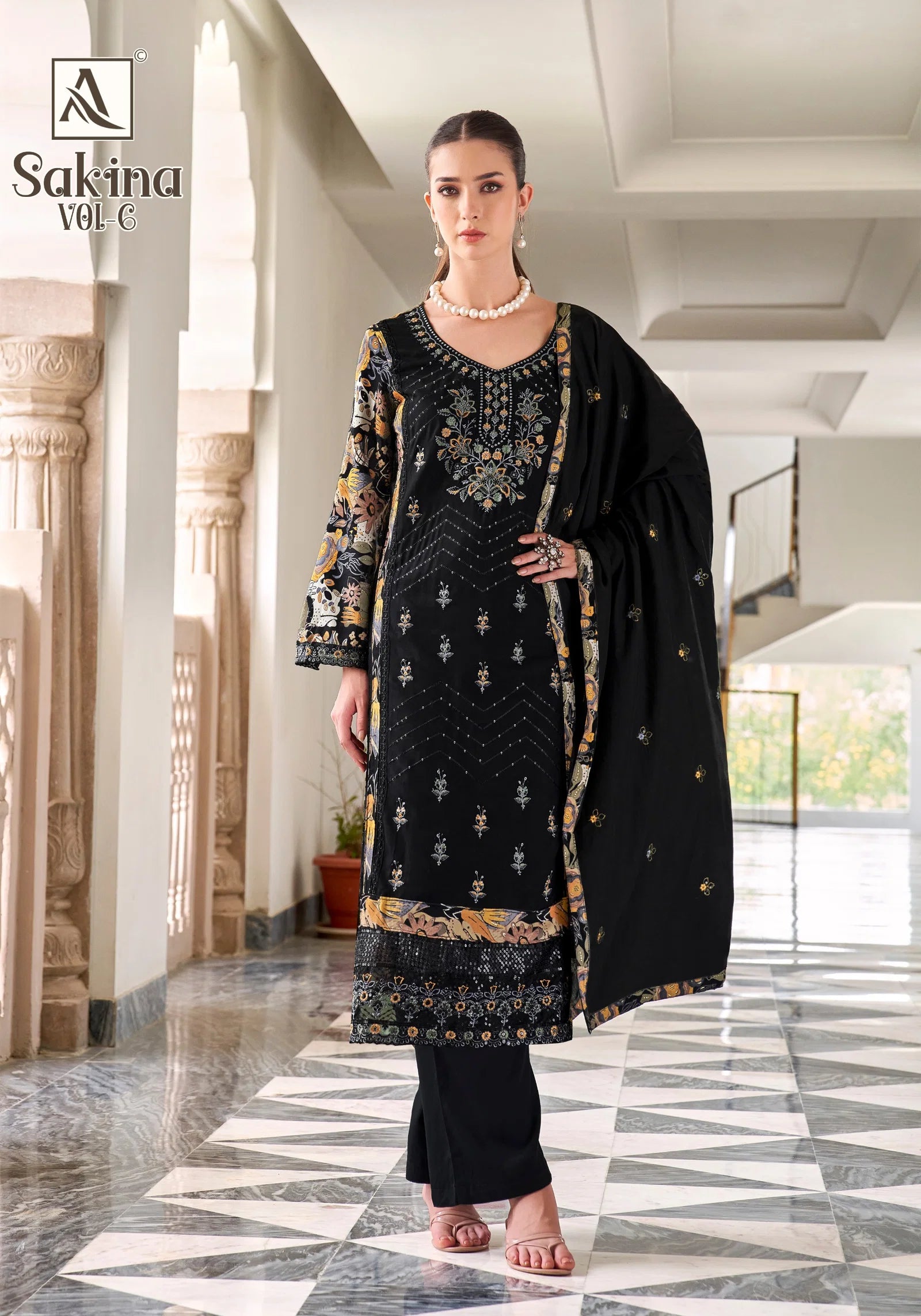 Alok Sakina Vol 6 Viscose Rayon With Embroidery Work Dress Material