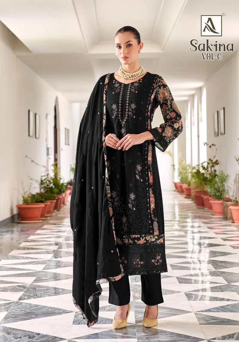 Alok Sakina Vol 6 Viscose Rayon With Embroidery Work Dress Material
