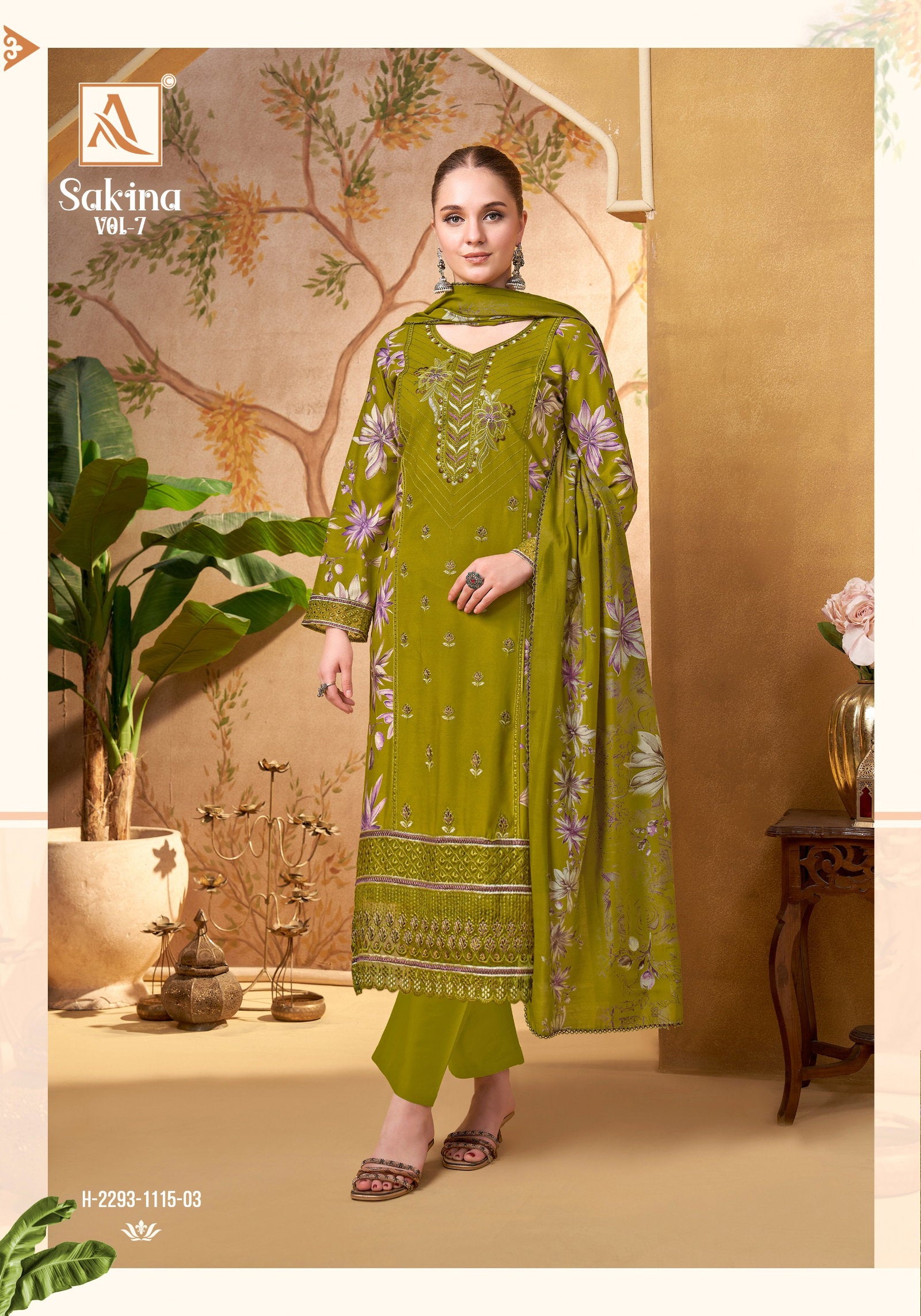 Alok Sakina Vol 7 Viscose Rayon With Embroidery Work Dress Material