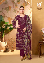 Alok Sakina Vol 7 Viscose Rayon With Embroidery Work Dress Material