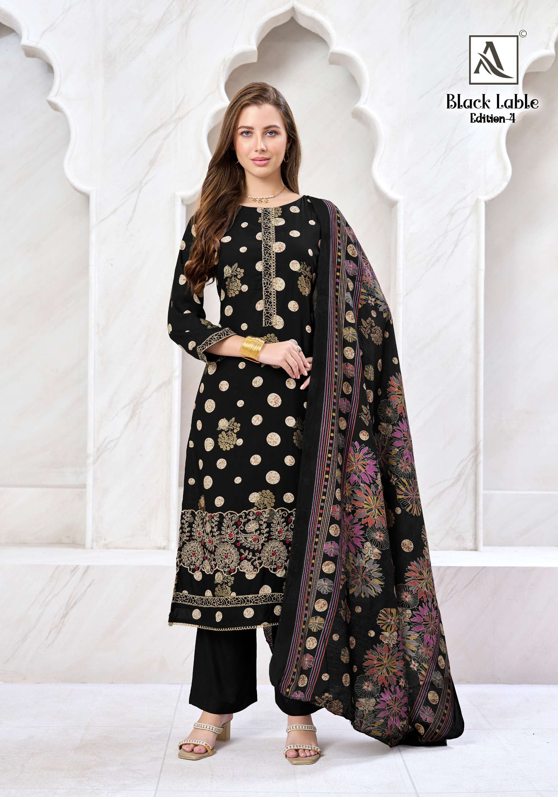 ALOK SUITS BLACK LABLE VOL 4 VISCOSE PRINT WITH FANCY EMBROIDERY WORK SUIT