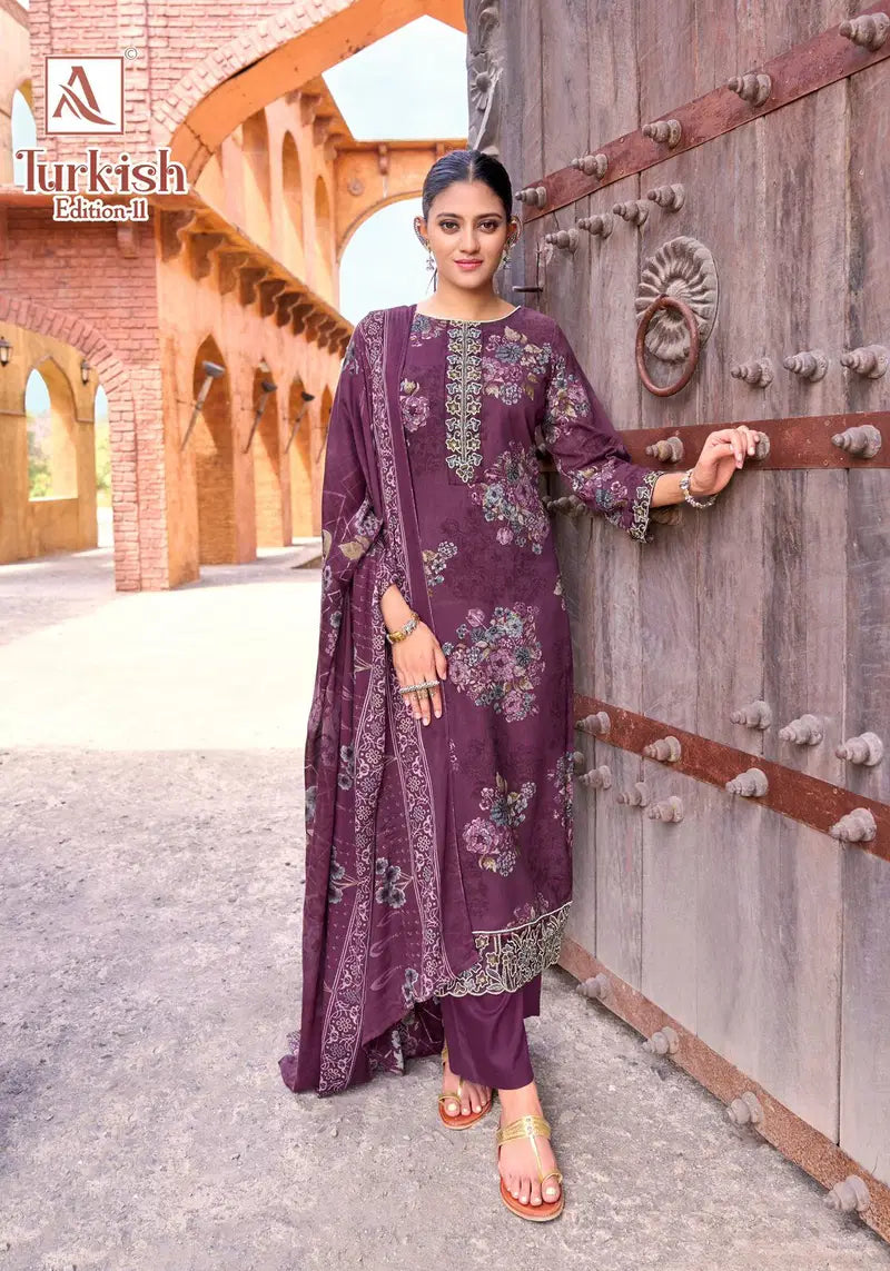 Alok Turkish Edition 11 Viscose Rayon Printed With Work Dress Material