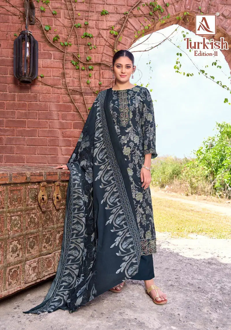 Alok Turkish Edition 11 Viscose Rayon Printed With Work Dress Material