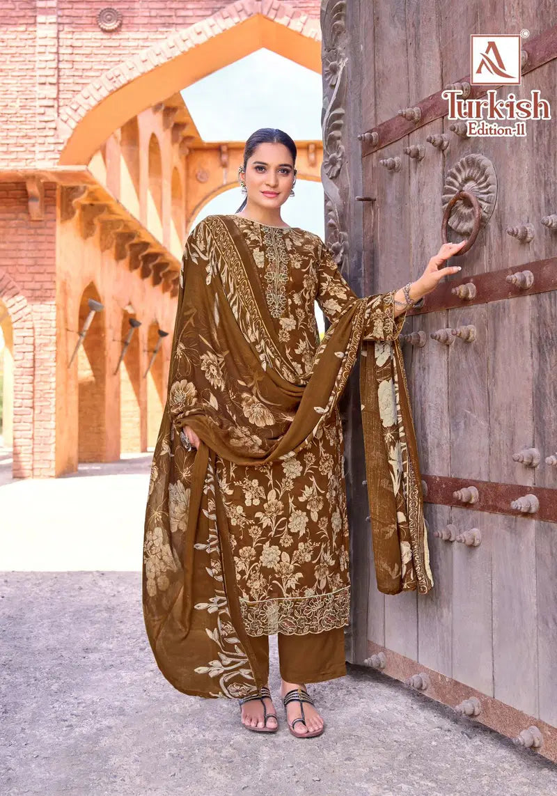 Alok Turkish Edition 11 Viscose Rayon Printed With Work Dress Material