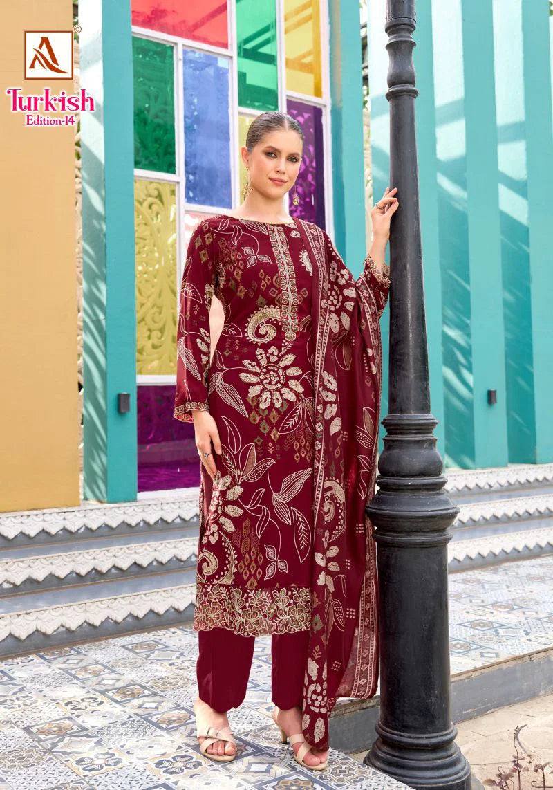 Alok Turkish Edition 14 Viscose Rayon Printed Dress Material