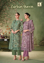 Alok Zarkan Queen Cambric Cotton Floral Print With Work Dress Material