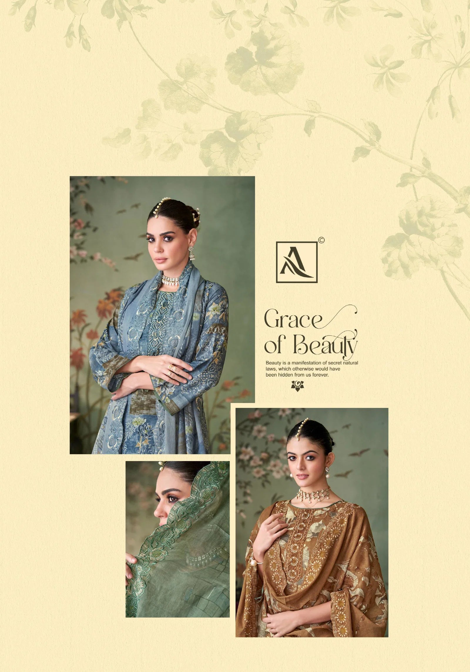 Alok Zarkan Queen Cambric Cotton Floral Print With Work Dress Material