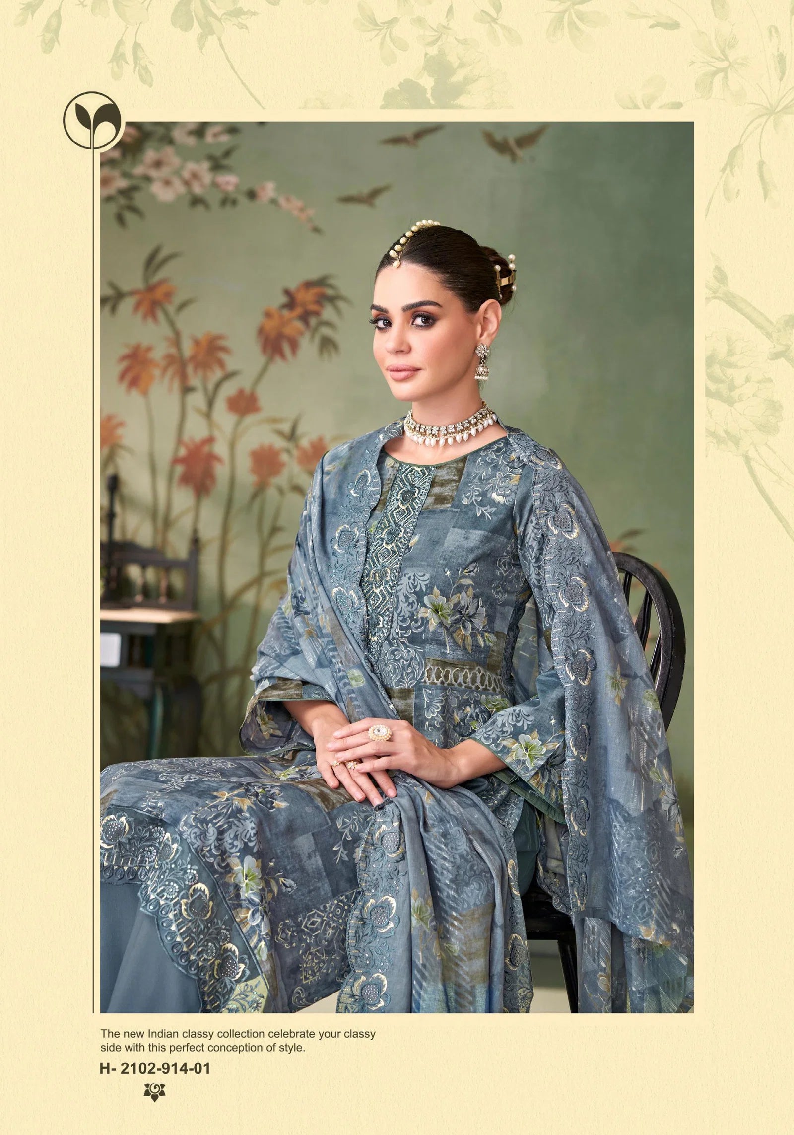 Alok Zarkan Queen Cambric Cotton Floral Print With Work Dress Material
